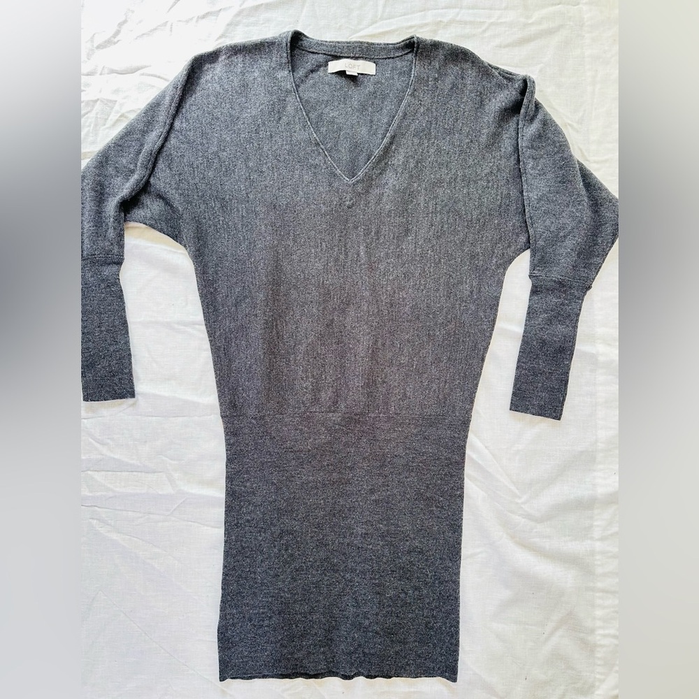LOFT Wool-Blend Sweater Mini Dress with Dolman Sleeves